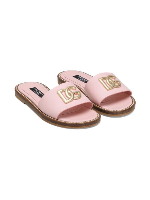 Ciabatte bambina Dolce e Gabbana rosa in pelle di vitello Dolce & Gabbana Kids | D11340A122380400